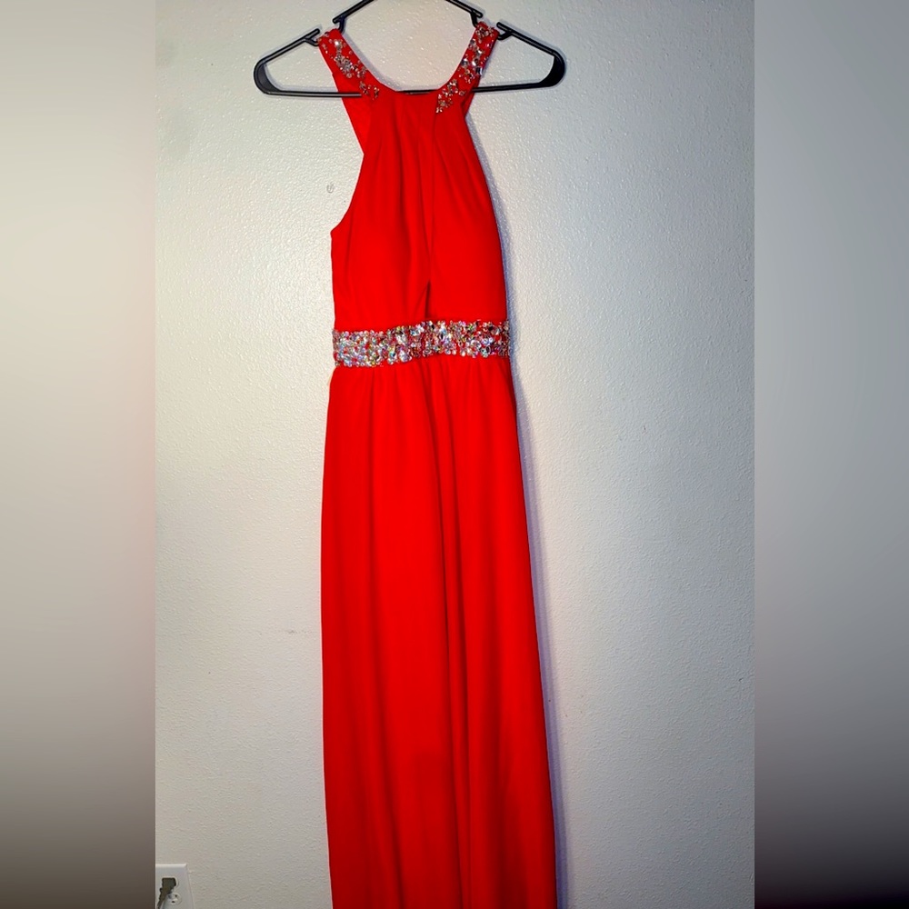 Fancy night party dress size 3 red with silver sparkles